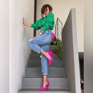 JESSICA SIMPSON Hot Pink Fuchsia 3-inch Pumps Heels size 8 Formal Wedding Party